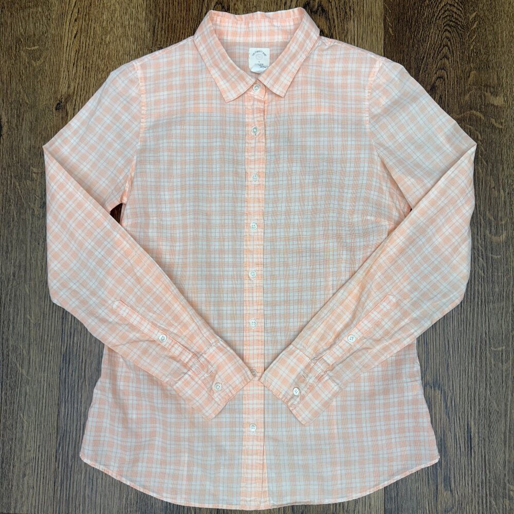 Women's J. CREW The‎ Perfect Shirt Peach & White- Size 4